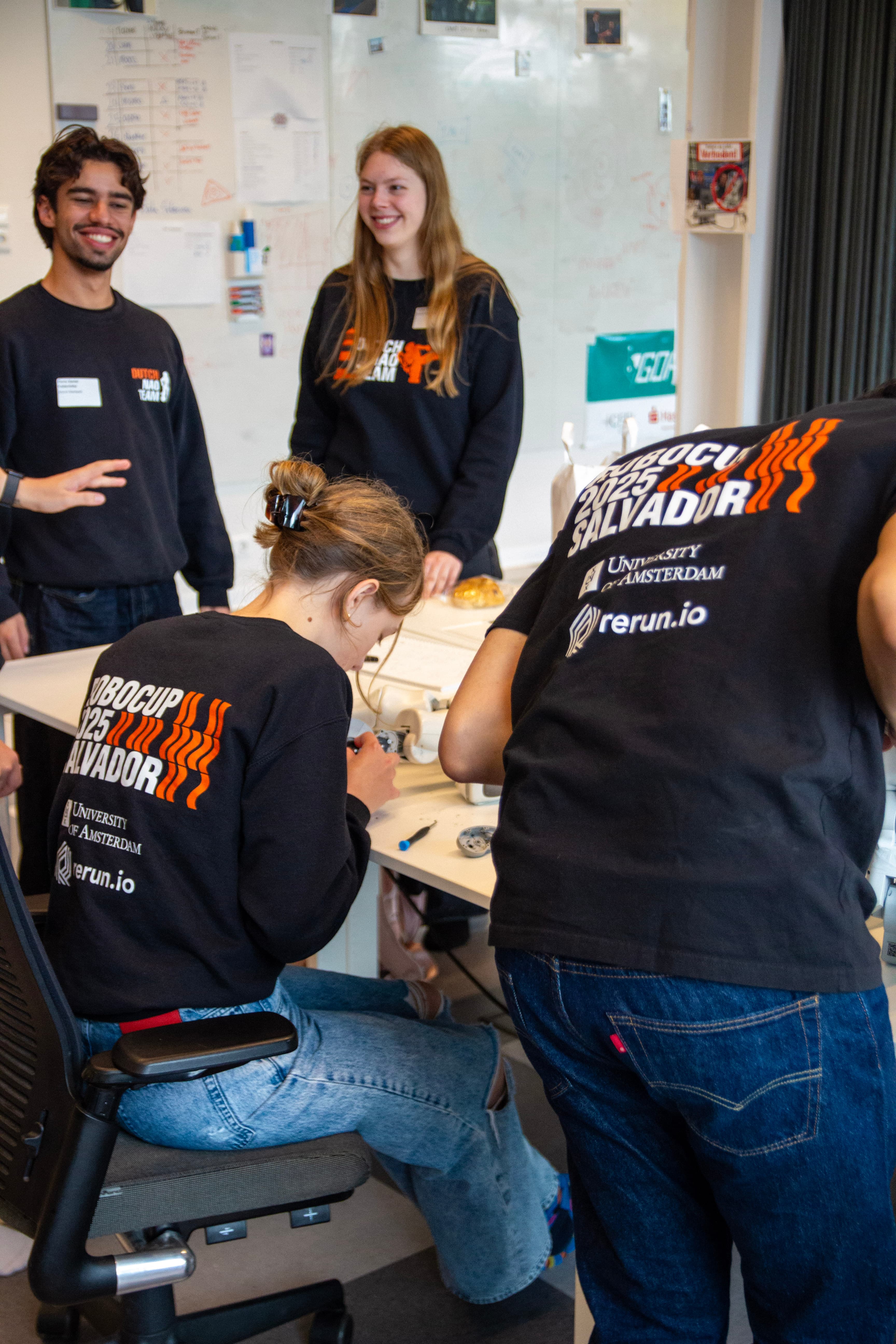 Team members repairing a broken ankle joint